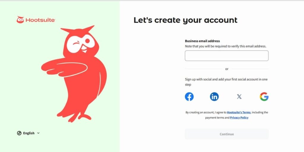 Hootsuite Sign up Page