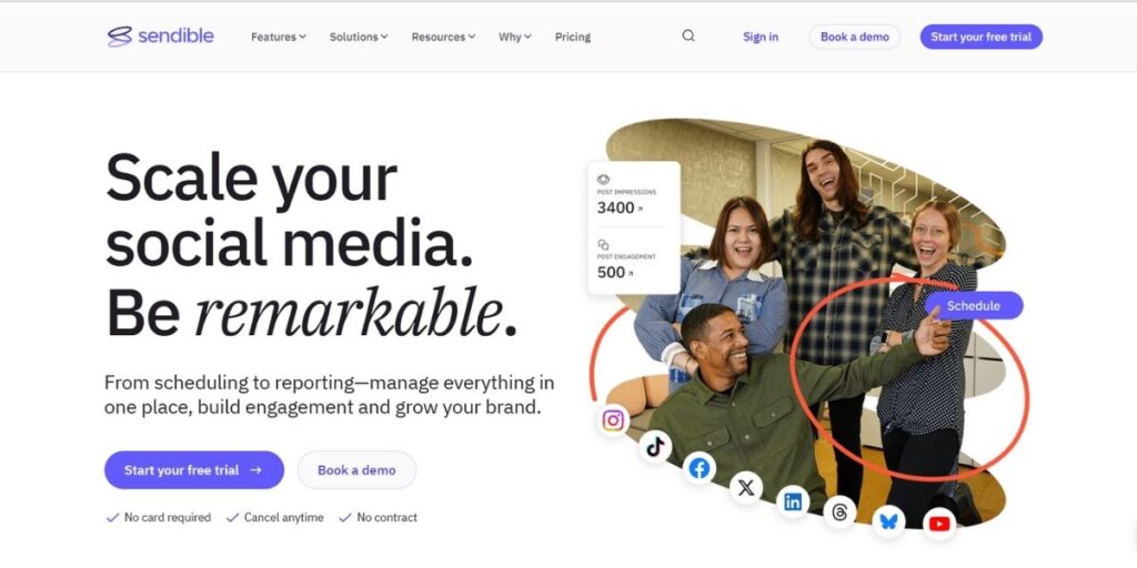Sendible Home page