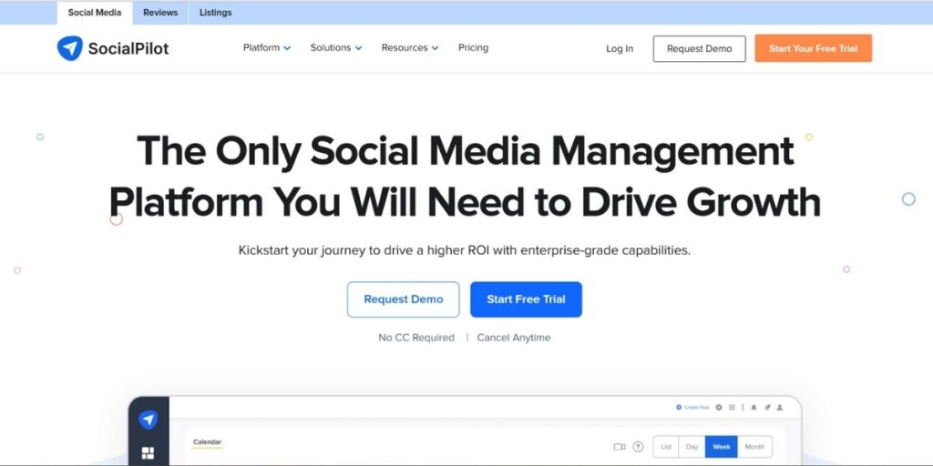 SocialPilot Home page