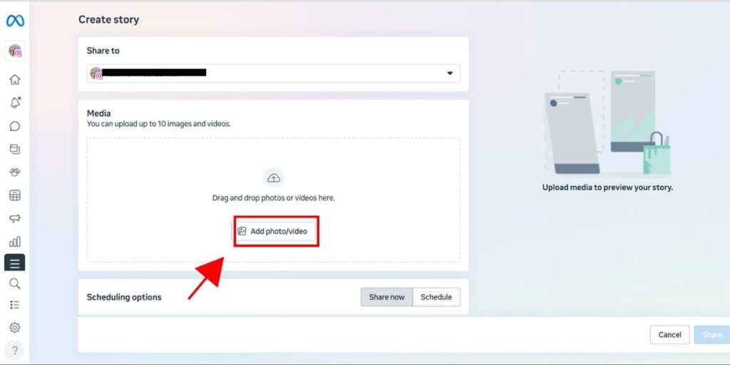 Upload content on Meta Business Suite
