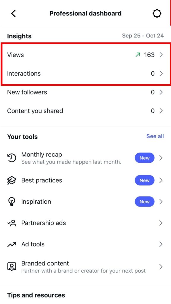 Data for professional accounts
