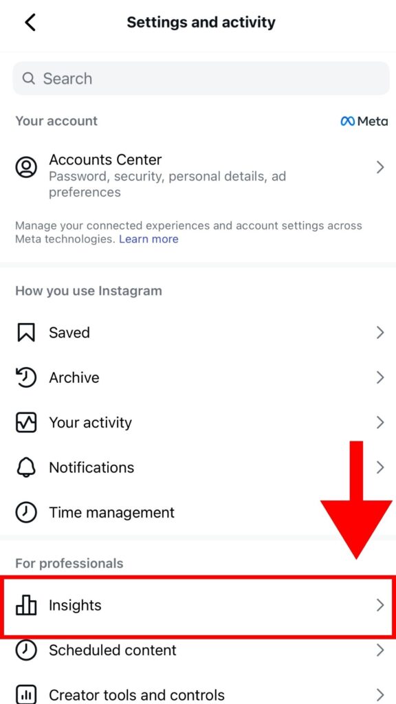Insights for professional accounts