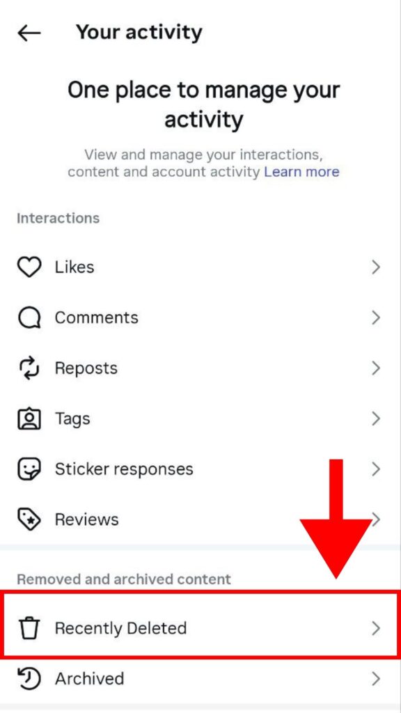 Tap Recently Deleted