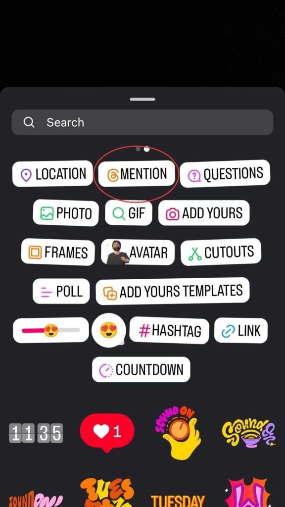 Find the Mention Sticker