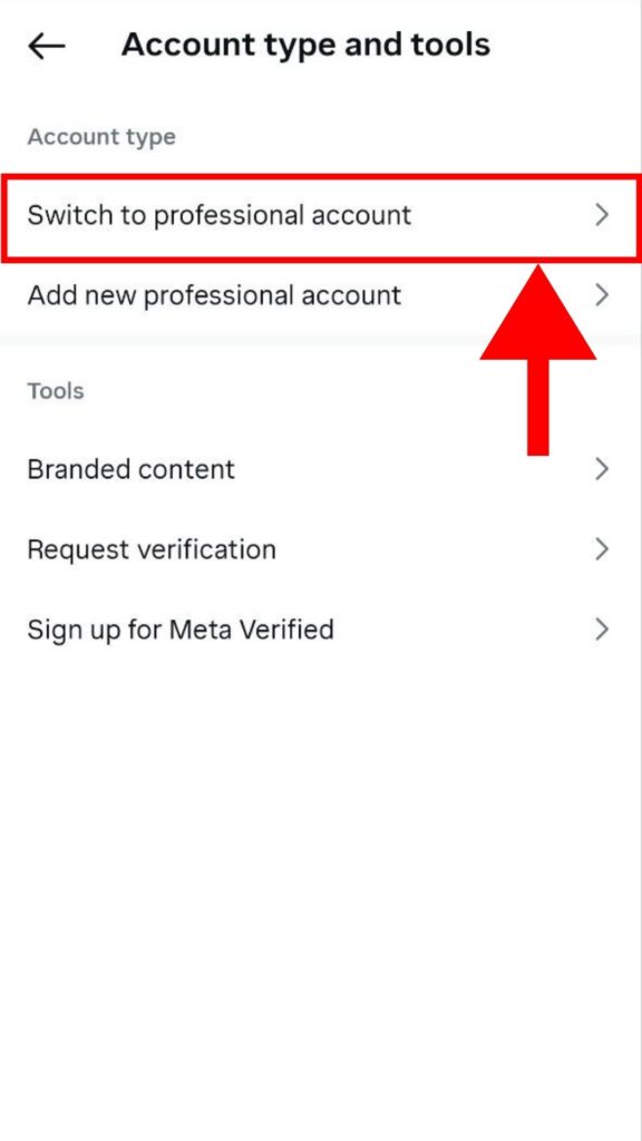switch to professional account