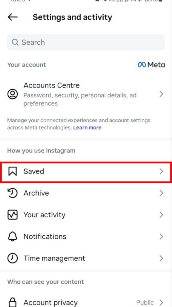 Finding Saved Posts on Instagram