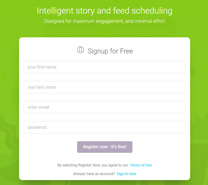 signup Instagram planner