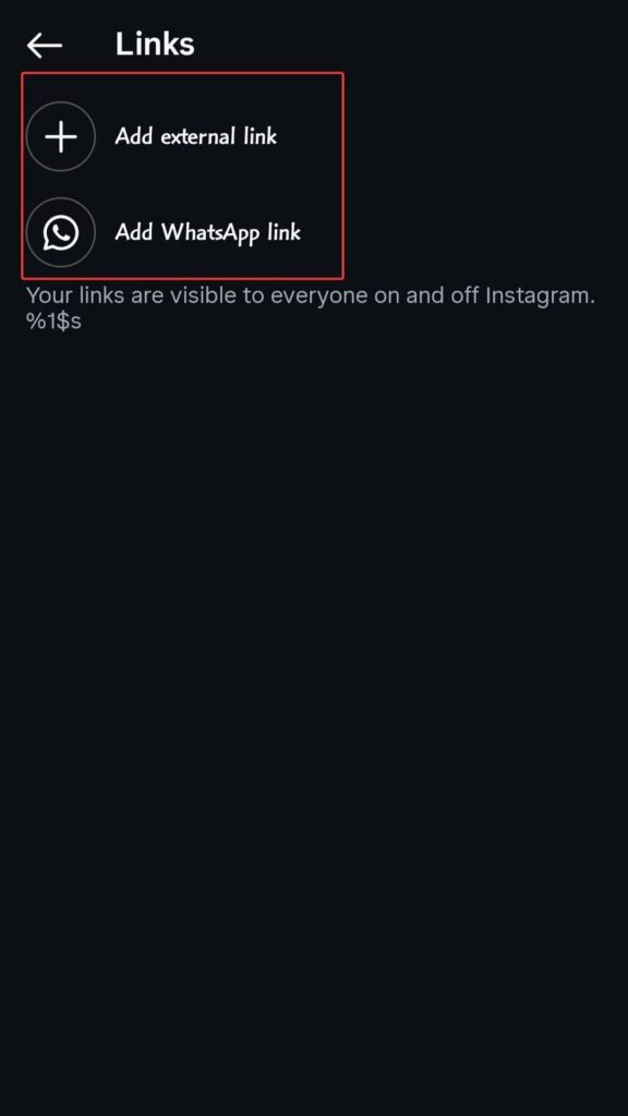 External Link or whasapp number add links or whatsapp
