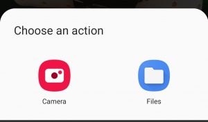 Wählt die Kamera für das Post-_Uploading-Array in der Android-Version