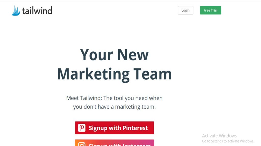 Landing page of Tailwind