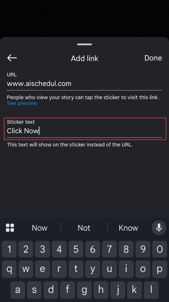 Change the text Change Your Sticker Link text