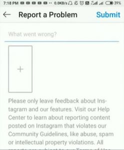 Report problem to Instagram 3