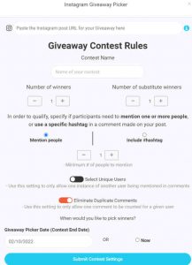 Instagram contest picker tool of AiSchedul