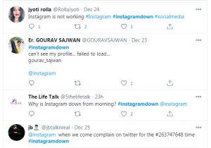 Instagram down on Twitter