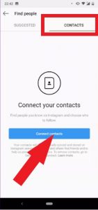 connect contact on Instagram