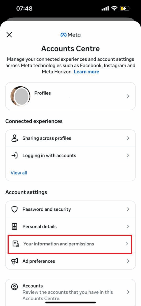 How to Find Your Contacts on Instagram (step 2)