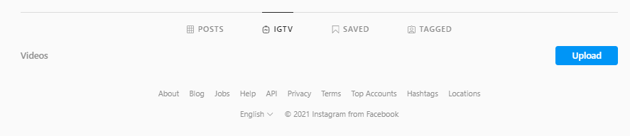 IGTV on Instagram profile on Instagram web