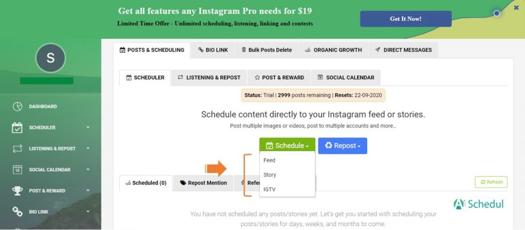 Schedule your content and post it automatically