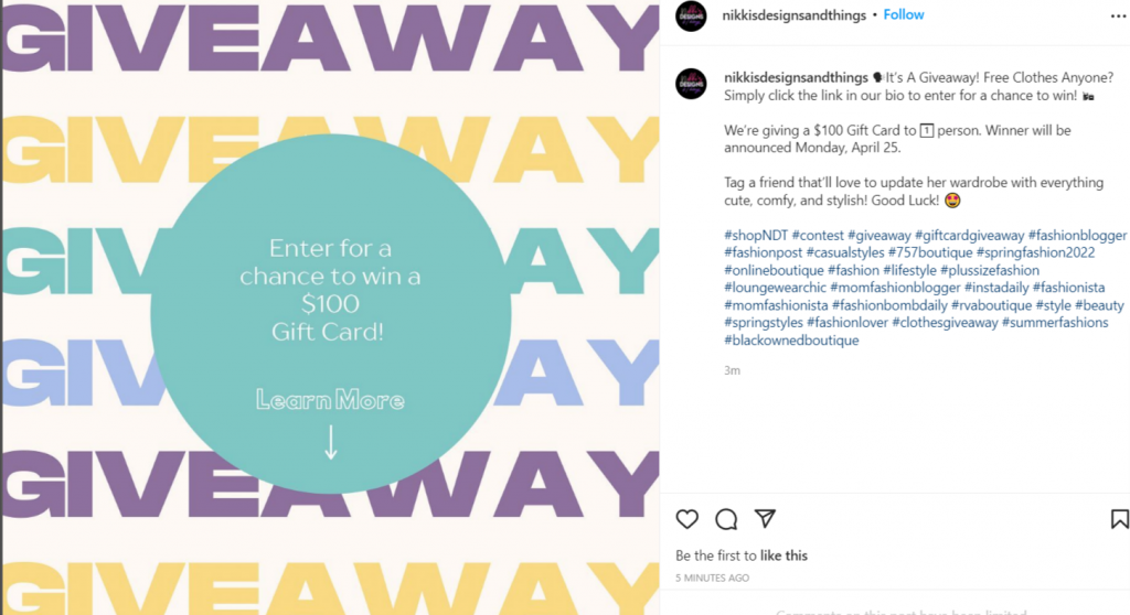 Instagram giveaway ideas