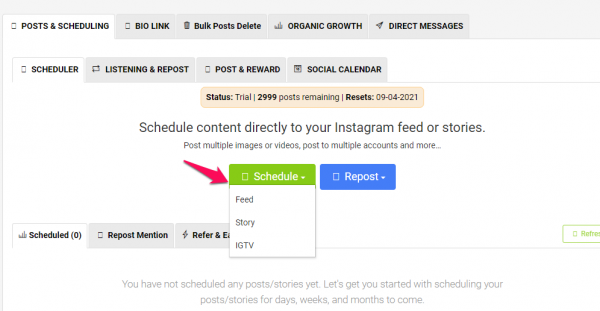 instagram scheduling tool