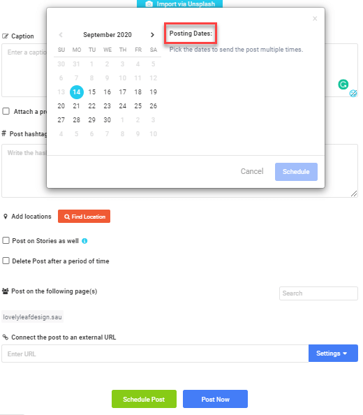 AiSchedul dashboard to post online