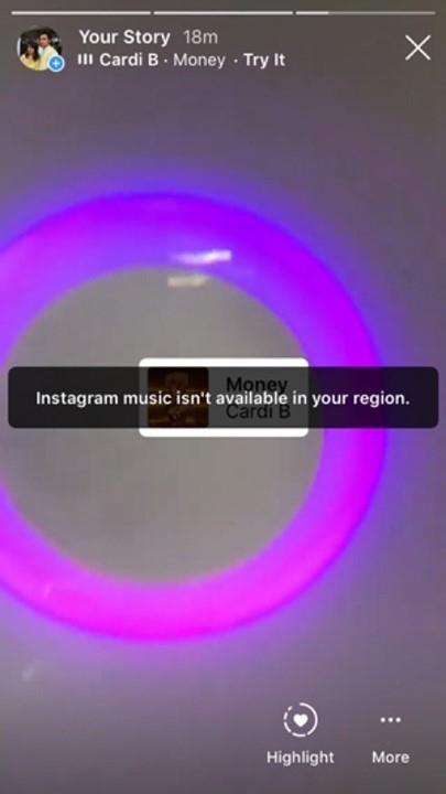 Music doesn't play on Instagram story