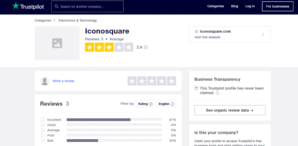reviews of Iconosquare on TrustPilot.com: 2.8 out of 5