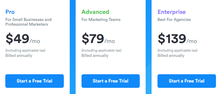 pricing of Iconosquare: $49, $79, & $139