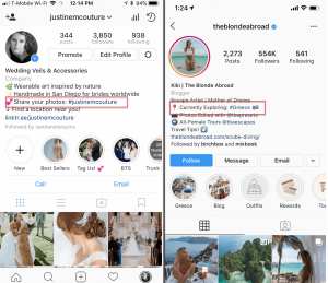 Add hashtags in instagram bio 