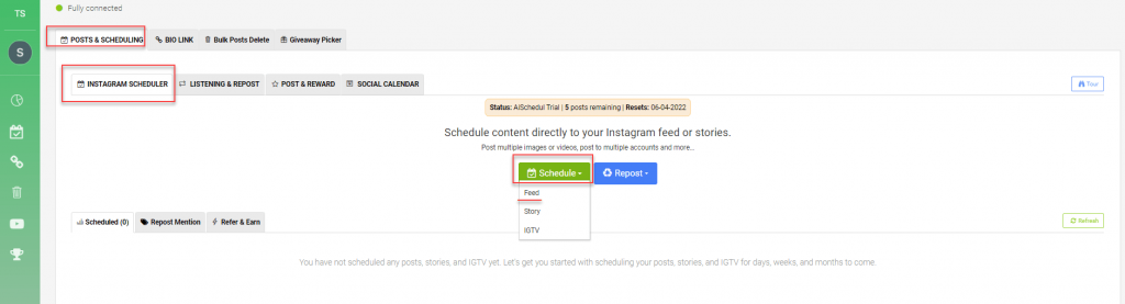 Aischedul Instagram content scheduler