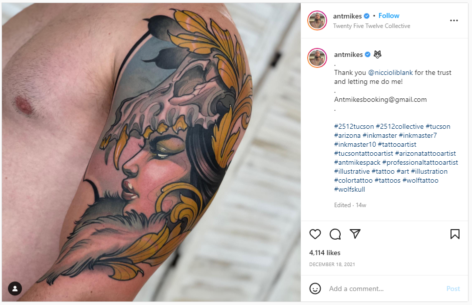Anthony Michaels Instagram tattoo art