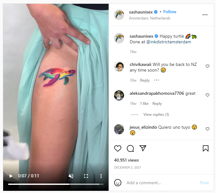 Sasha Unisex Instagram tattoo artist