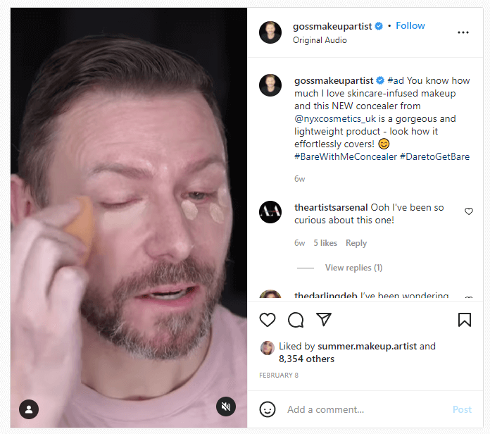 Wayne Goss Instagram makeup artist