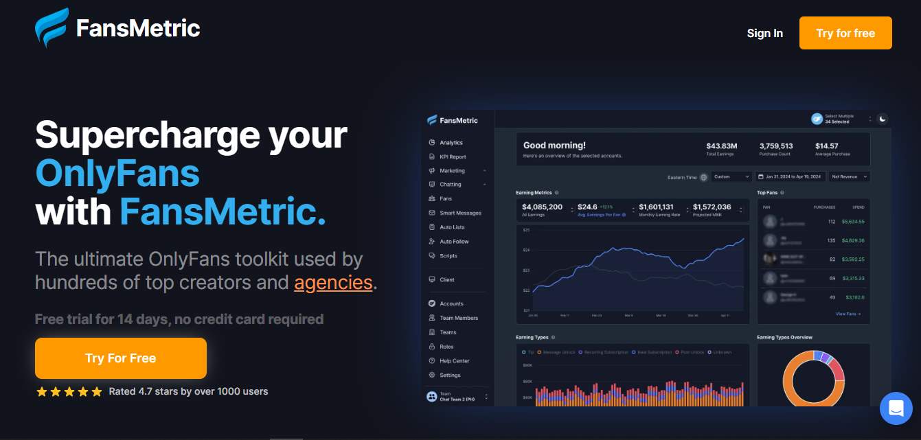 FansMetrics homepage