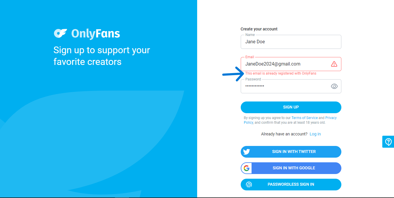 ‘This email is already registered with OnlyFans’ Error