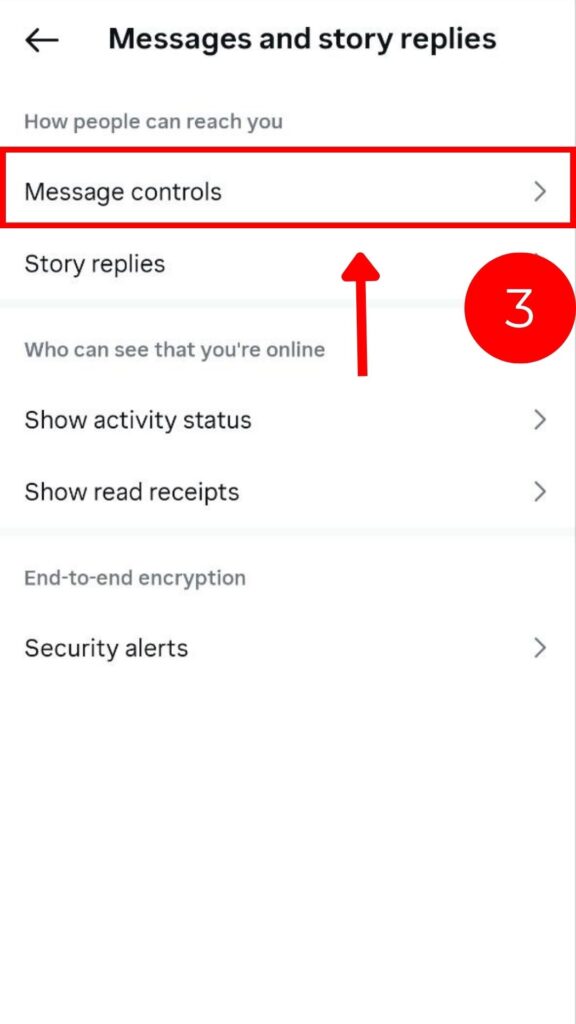 Screenshot from message setting