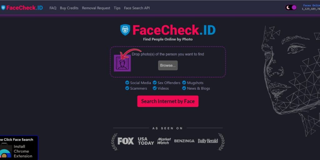 FaceCheck Home page