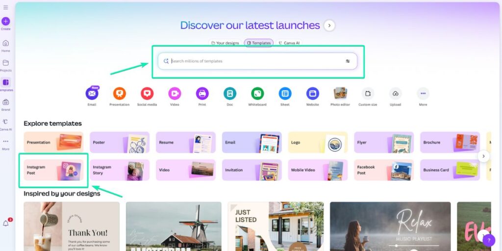 Search for Instagram Templates