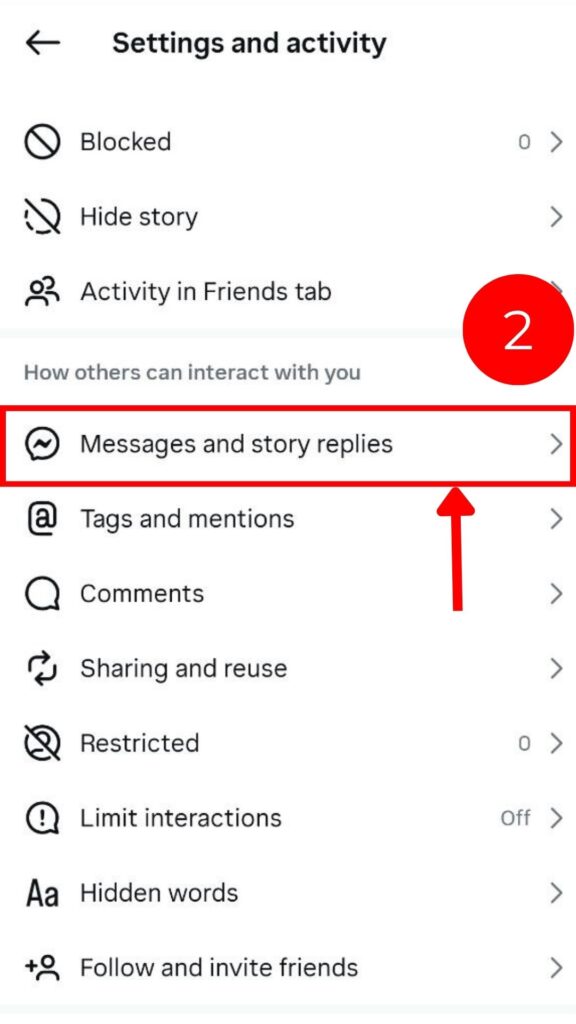 Screenshot from Instagram Setting