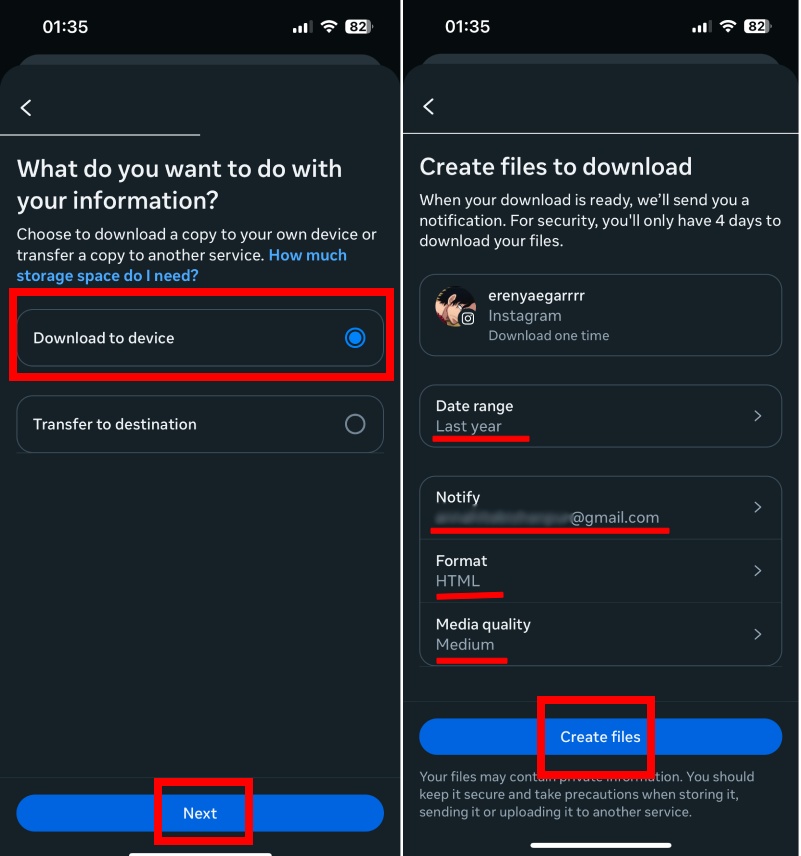 how to download data on instagram