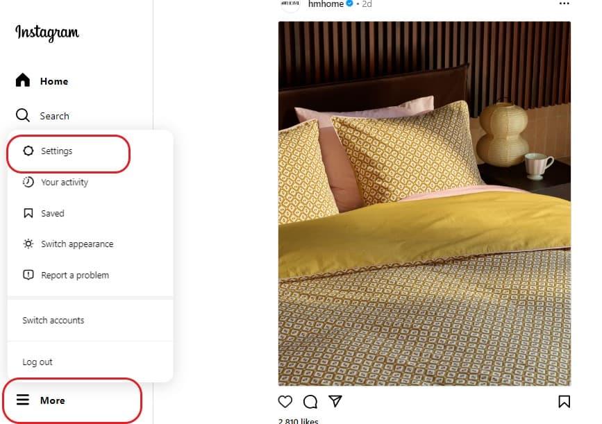 switch to personal account Instagram desktop