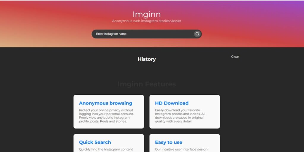 Imginn Home page