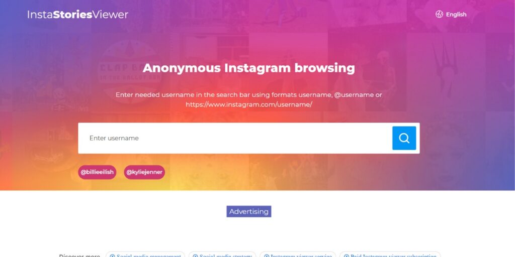 Insta Stories Viewer Home page