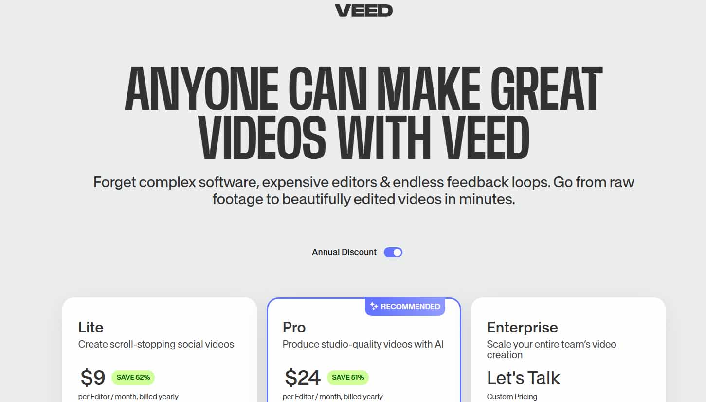 online video translators: veed.io website