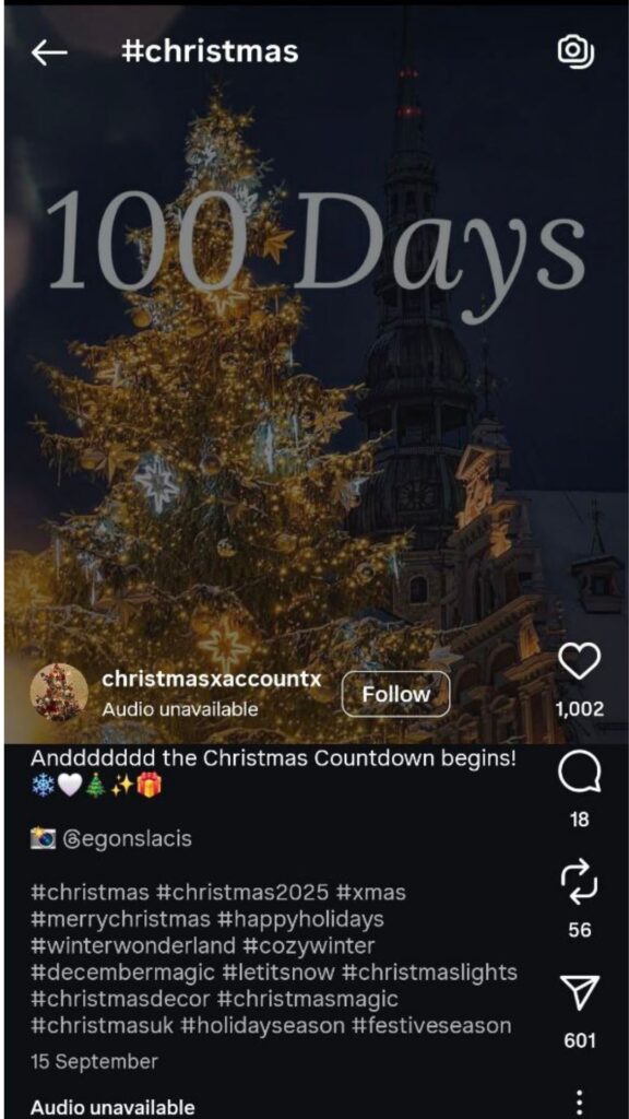 Christmas hashtags on Instagram