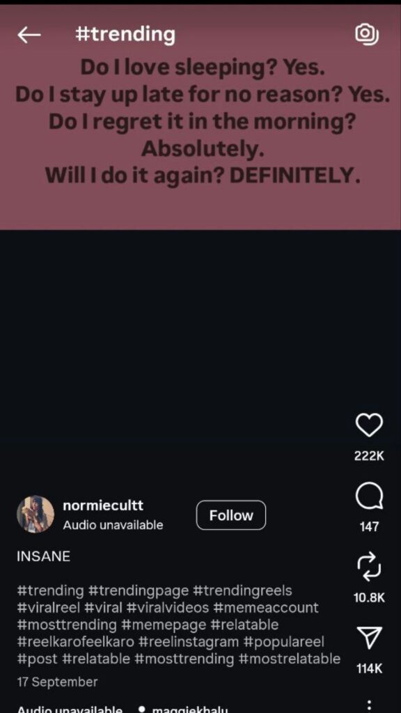 Trending hashtags on Instagram
