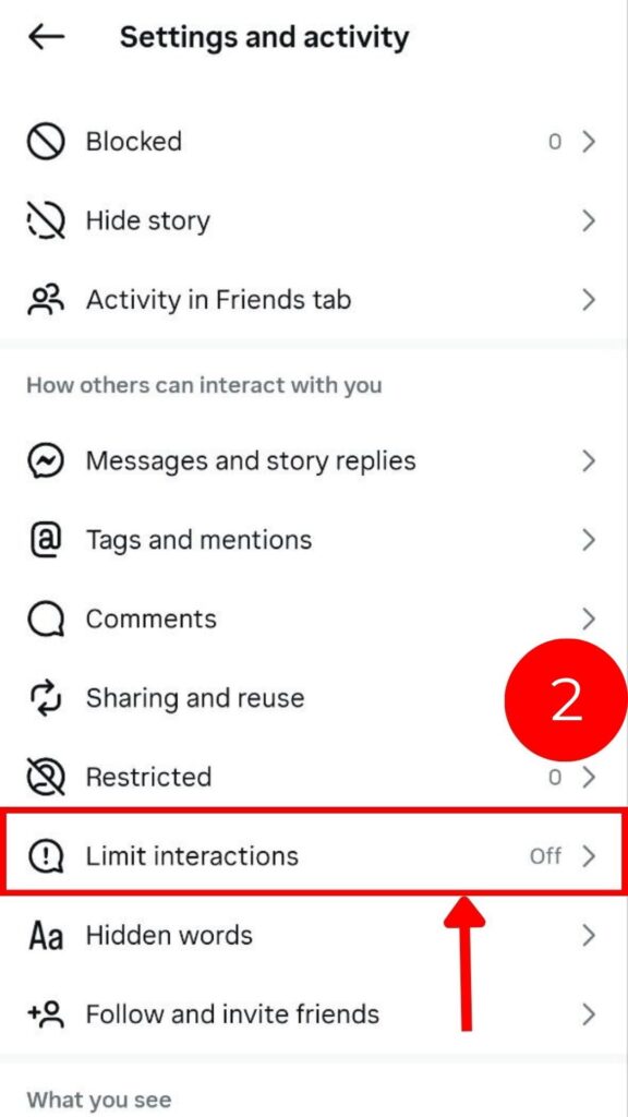 Limit Interactions on Instagram