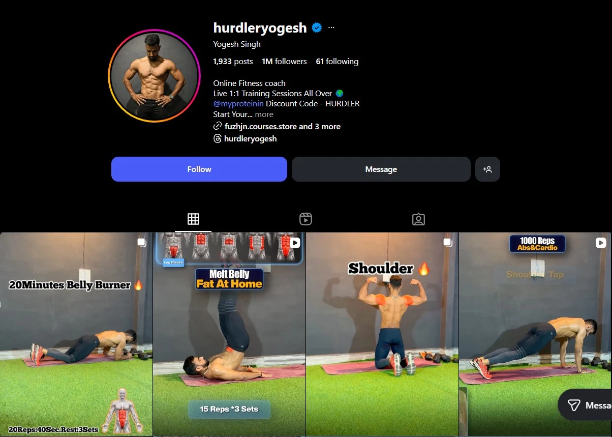 example for bio and links on it